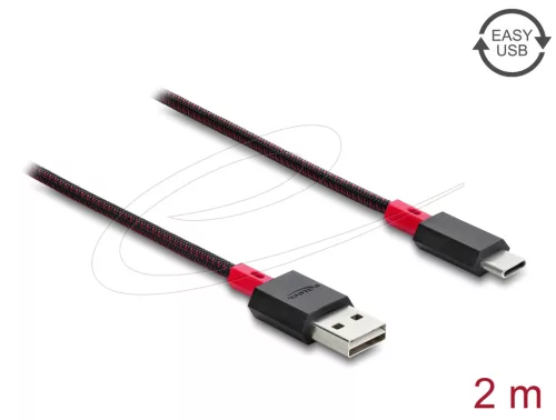 Delock EASY-USB 2.0 kábel A-típusú csatlakozódugó - USB Type-C  csatlakozódugó, 2 m, fekete