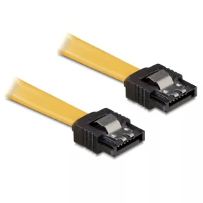   Delock SATA kábel, 10cm egyenes-egyenes, fém, sárga (DL-82464)