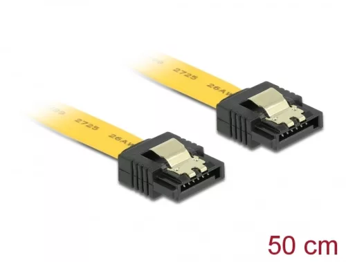 Delock SATA 6 Gb/s egyenes /egyenes kábel, fém, 50 cm (DL-82809)