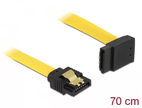 Delock SATA 6 Gb/s kábel egyenes - fölfelé 90 fok 70 cm sárga (DL-82812)