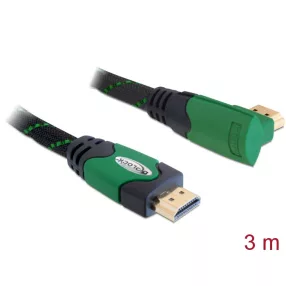   Delock Kábel High Speed HDMI típusú Ethernet   HDMI A dugós > HDMI A dugós derékszögű 4K 3 m (DL-82953)