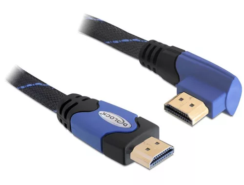 Delock kábel High Speed HDMI Ethernettel   HDMI A apa> HDMI A apa angled 5 m (DL-82958)
