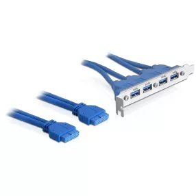   Delock Slot bracket USB 3.0 tűs fejléc 19 tűs 2 x belső > 4 x USB 3.0-A anya külső (DL-82974)