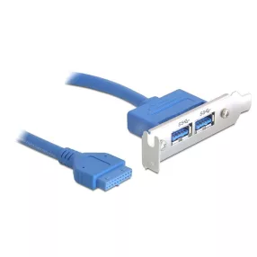   Delock kivezetés USB 3.0 pin header 19 pin 1 x belső > 2 x USB 3.0-A anya külső low profile (DL-82976)
