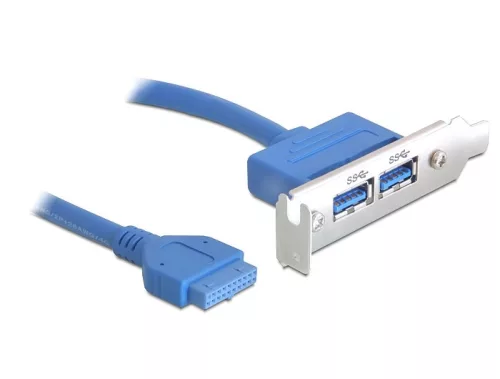 Delock kivezetés USB 3.0 pin header 19 pin 1 x belső > 2 x USB 3.0-A anya külső low profile (DL-82976)