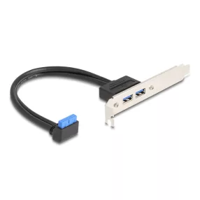   Delock Hornyos konzolos kábel 1 db. USB 5 Gbps tűfejes anya 90 -ban hajlított végződéssel és 2 db. USB 5 Gbps A-típusú anya végződéssel 50 cm (DL-83015)