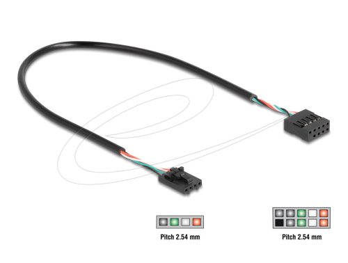 Delock Kábel USB 2.0-s csatlakozóhüvellyel, 2,54 mm, 4 tű a USB 2.0-s csatlakozóhüvellyel, 2,54 mm, 10 tű, 30 cm
