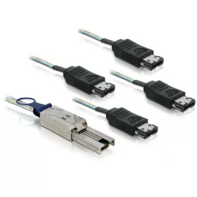   Delock mini SAS 26 tűs - 4db eSATA kábel (SFF 8088 - 4db eSATA) 1m (DL-83064)