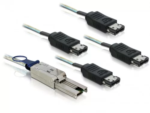 Delock mini SAS 26 tűs - 4db eSATA kábel (SFF 8088 - 4db eSATA) 1m (DL-83064)