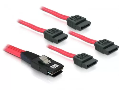 Delock mini SAS 36 tűs - 4db SATA 7 tűs kábel (SFF 8087 - 4db SATA) 1m (DL-83074)