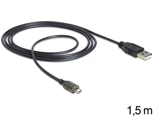 Delock USB apa - micro USB-B apa adat- és tápkábel, LED jelzőfénnyel (DL-83272)