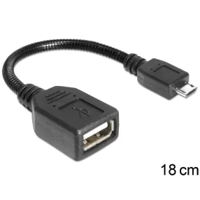   Delock USB micro-B apa > USB 2.0-A anya OTG flexibilis kábel, 18 cm (DL-83293)