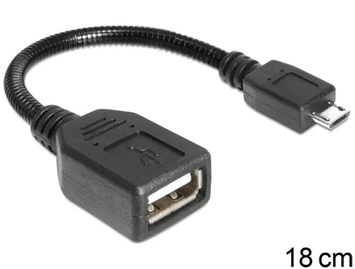 Delock USB micro-B apa > USB 2.0-A anya OTG flexibilis kábel, 18 cm (DL-83293)