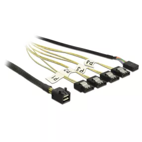   Delock Kábel Mini SAS HD SFF-8643 > 4 x 7 tus SATA fordított + oldalsáv, 1 m (DL-83322)