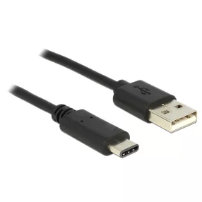   Delock USB 2.0-s kábel A-típusú csatlakozódugóval > USB C típus 2.0 csatlakozódugóval, 0,5 m, fekete (DL-83326)