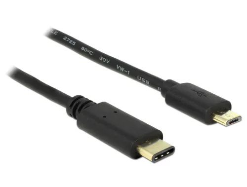 Delock Kábel USB Type-C  2.0 dugó > USB 2.0 Micro-B típusú dugó 2,0 m fekete (DL-83334)