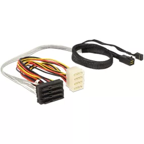   Delock Mini SAS HD x 4 SFF 8643 apa > 4 x SAS 29 Pin SFF 8482 anya kábel, 0,5 m (DL-83390)