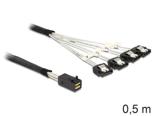 Delock Mini SAS HD x 4 SFF 8643 apa > 4 x SATA 7 Pin anya kábel, 0,5 m