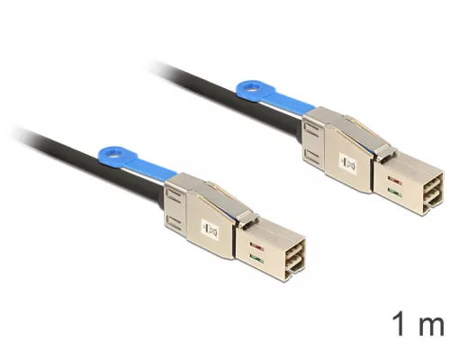 Delock Mini SAS HD x 4 SFF 8644 apa > Mini SAS HD x 4 SFF 8644 apa kábel, 1 m (DL-83394)