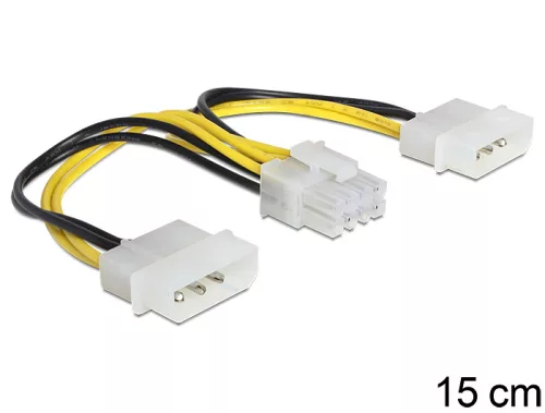 Delock tápkábel 8 pines EPS > 2 x 4 pines molex (DL-83410)