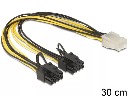 Delock PCI Expressz táp 6 pin anya > 2 x 8 pin apa kábel (DL-83433)