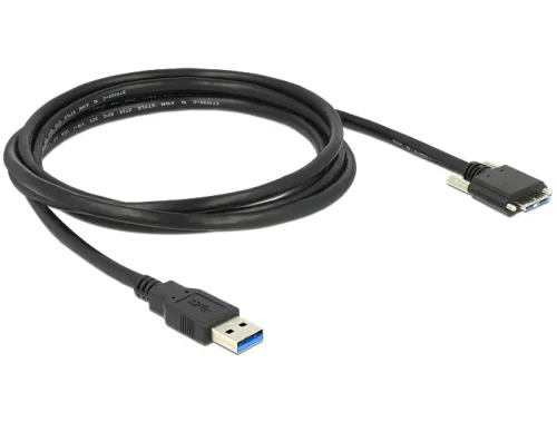 Delock Kábel USB 3.0 A típusú dugó > USB 3.0 Micro-B típusú dugó csavarokkal ellátott 2 m (DL-83598)
