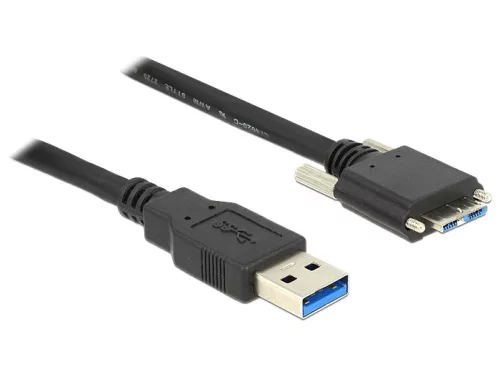 Delock Kábel USB 3.0 A típusú dugó > USB 3.0 Micro-B típusú dugó csavarokkal ellátott 3 m (DL-83599)