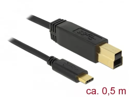 Delock USB 3.1 Gen 2 (10 Gbps) kábel Type-C a B-típusú 0,5 m (DL-83674)