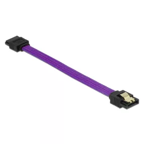   Delock SATA kábel 6 Gb/s 10 cm egyenes / egyenes fém lila Prémium (DL-83688)