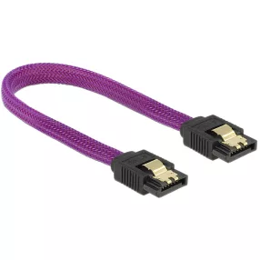   Delock SATA kábel 6 Gb/s 20 cm egyenes / egyenes fém lila Prémium (DL-83689)