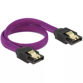   Delock prémium SATA Kábel 6 Gb/s 30 cm egyenes/ egyenes, lila metál (DL-83690)