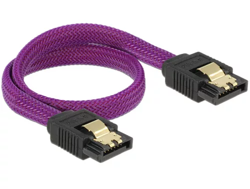 Delock prémium SATA Kábel 6 Gb/s 30 cm egyenes/ egyenes, lila metál (DL-83690)