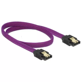   Delock prémium SATA Kábel 6 Gb/s 50 cm egyenes/egyenes metál, Lila (DL-83691)
