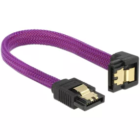  Delock SATA kábel 6 Gb/s 10 cm lefelé / egyenes fém lila Prémium (DL-83693)