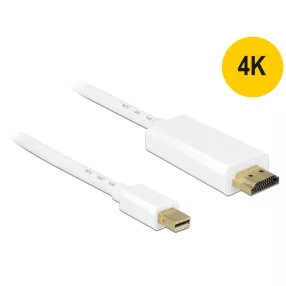   Delock Kábel mini Displayport 1.1 dugó - High Speed HDMI A dugó 4K 1 m, aranyozott, fehér (DL-83706)