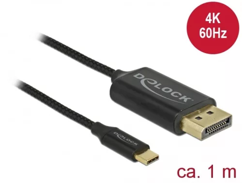 Delock USB Type-C koax kábel DisplayPort-hoz (DP Alt Mode) 4K 60 Hz 1 m (DL-83709)