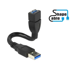   Delock kábel USB 3.0 A apa > USB 3.0 A anya ShapeCable 0,15 m (DL-83713)