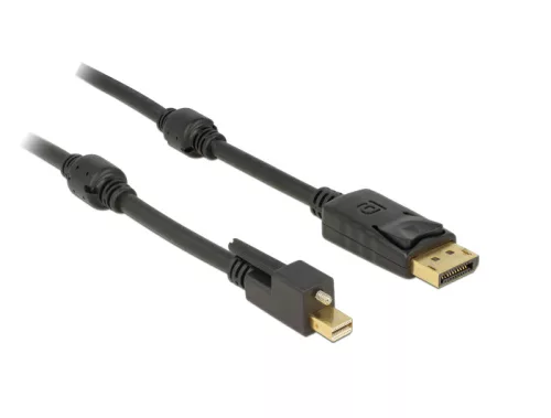 Delock Kábel mini Displayport 1.2-dugós csatlakozó csavarral > Displayport-csatlakozódugó 4K (DL-83721)