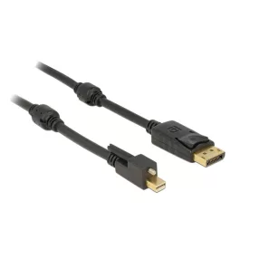   Delock Kábel mini Displayport 1.2-dugós csatlakozó csavarral > Displayport-csatlakozódugó 4K fekete (DL-83722)