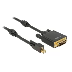   Delock Kábel mini Displayport 1.2-dugós csatlakozó csavarral > DVI-csatlakozódugó 4K aktív fekete 1m (DL-83725)