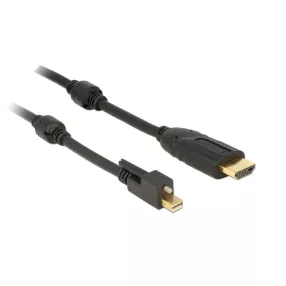   Delock Kábel mini Displayport 1.2-dugós csatlakozó csavarral > HDMI-csatlakozódugó 4K aktív fekete3m (DL-83731)