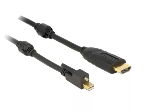 Delock Kábel mini Displayport 1.2-dugós csatlakozó csavarral > HDMI-csatlakozódugó 4K aktív fekete3m (DL-83731)