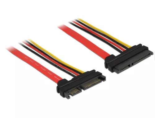 Delock Bovítokábel, SATA, 6 Gb/s, 22 tus csatlakozó > SATA 22 tus aljzat (5 V + 12 V), 30 cm (DL-83803)