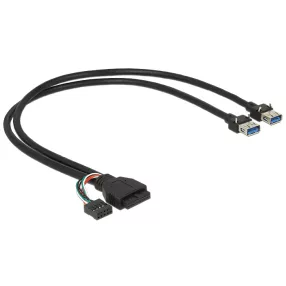   Delock USB 3.0 kábel tűfejes anya + USB 2.0 tűfejes anya > 2 x USB 3.0 A anya 45 cm (DL-83829)