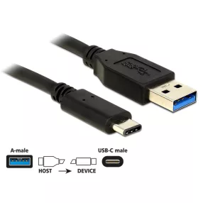   Delock Kábel USB 10 Gbps (USB 3.1, Gen 2), A típusú csatlakozódugó > USB Type-C 1m hosszú fekete (DL-83870)