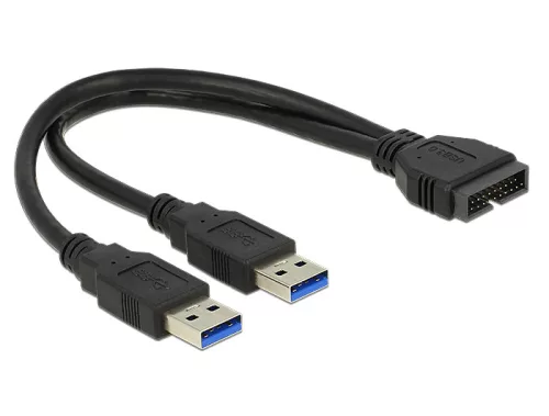 Delock kábel USB 3.0 tűs fejléc apa > 2 x USB 3.0 Type-A apa 25 cm (DL-83910)