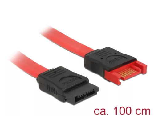 Delock SATA 6 Gb/s-s bővítőkábel csatlakozódugóval > SATA-s, csatlakozóhüvellyel, 100 cm, piros (DL-83956)