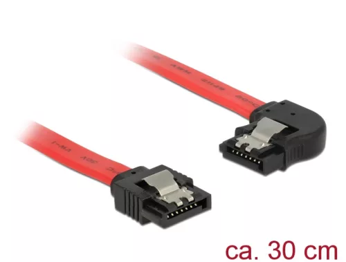 Delock 6 Gb/s sebességet biztosító SATA-kábel egyenes csatlakozódugóval > balra néző SATA-csatlakozó (DL-83963)