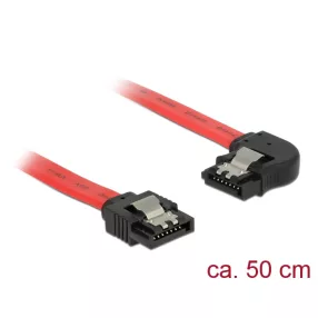   Delock 6 Gb/s sebességet biztosító SATA-kábel egyenes csatlakozódugóval > balra néző SATA-csatlakozó (DL-83964)
