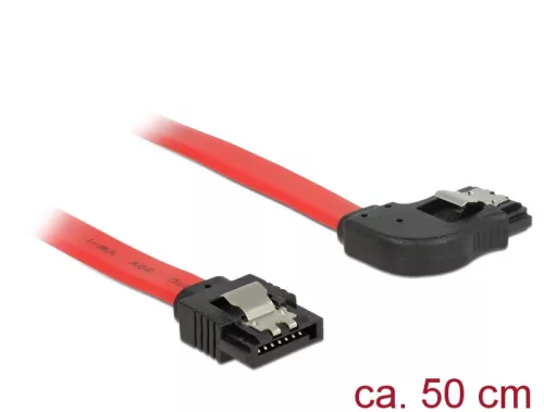 Delock 6 Gb/s sebességet biztosító SATA-kábel egyenes csatlakozódugóval > jobbra néző SATA-csatlakoz (DL-83969)